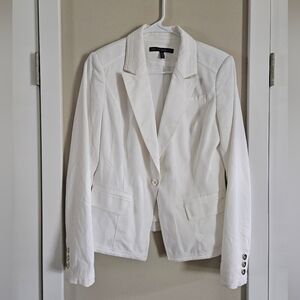 White house black market white long sleeve blazer button coat professional small